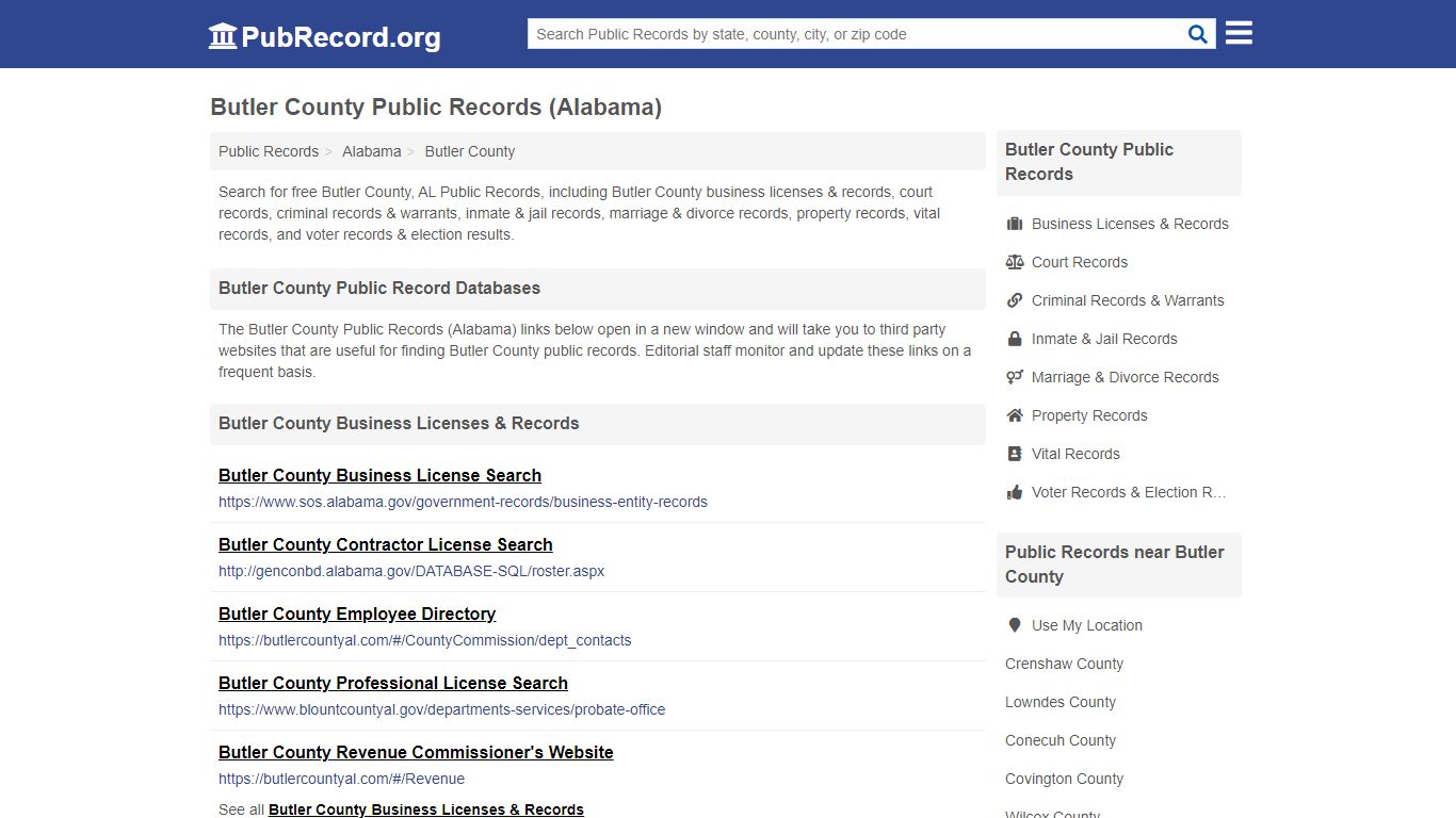 Free Butler County Public Records (Alabama Public Records) - PubRecord.org